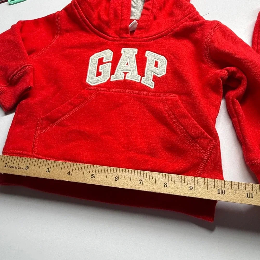 GAP Baby 6-12 Months Red Logo Fleece Hoodie Jogger Sweat‎ Set Outfit Cotton